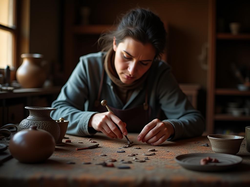 Geleneksel Türk el sanatları ustası çalışırken